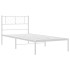 Estructura cama sin colchón con cabecero metal blanco 90x200