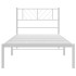 Estructura cama sin colchón con cabecero metal blanco 90x200