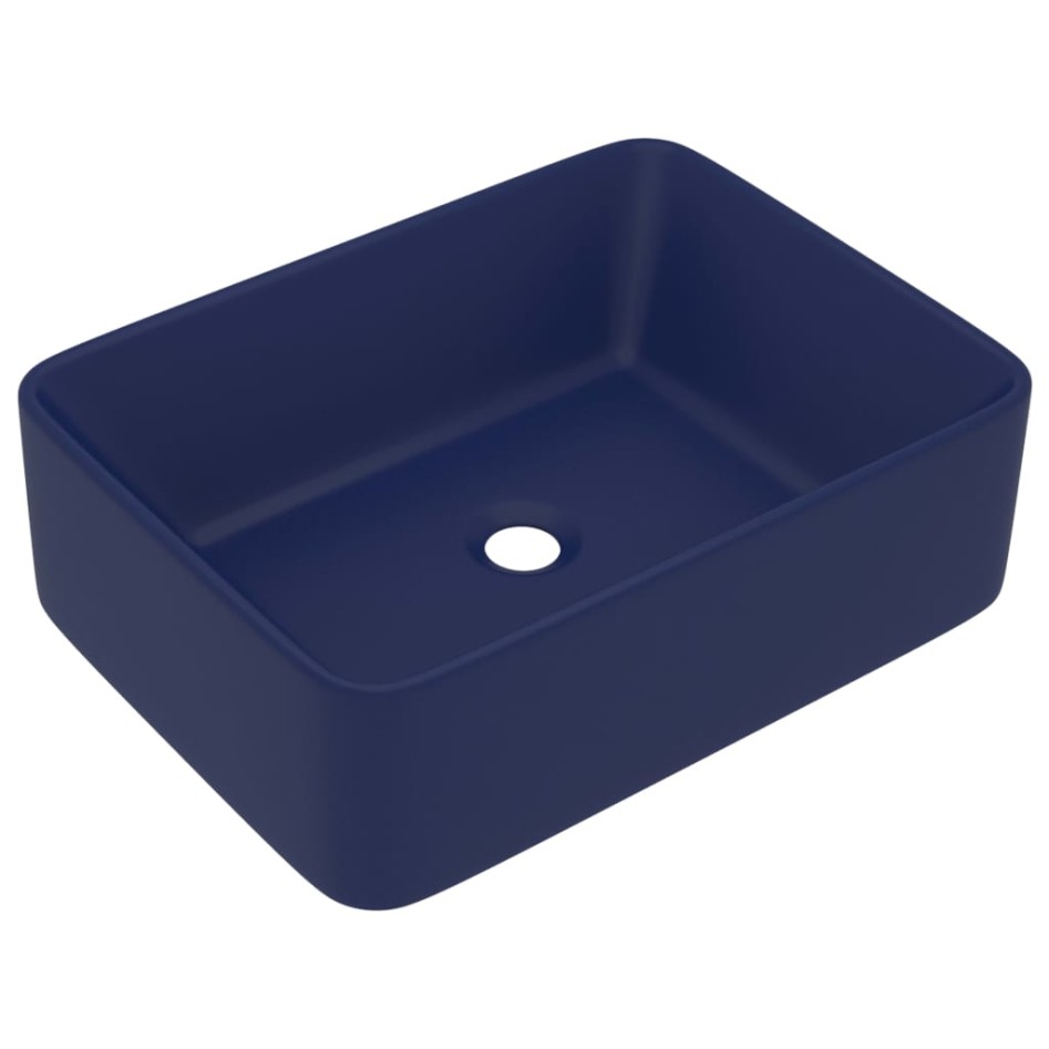 Lavabo de lujo de cerámica azul oscuro mate 41x30x12