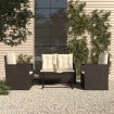 Muebles de jardín con cojines 4 piezas ratán sintético negro