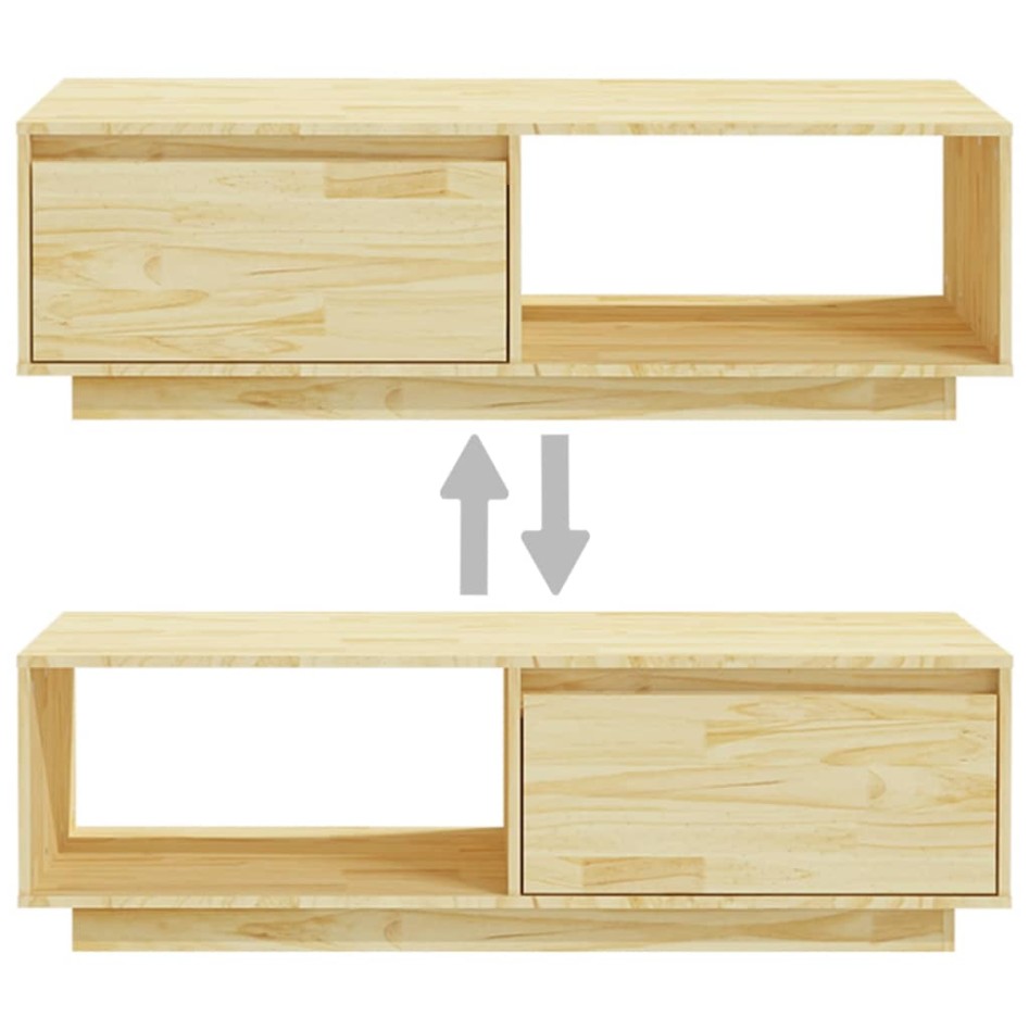 Mesa de centro de madera maciza de pino 110x50x33,5