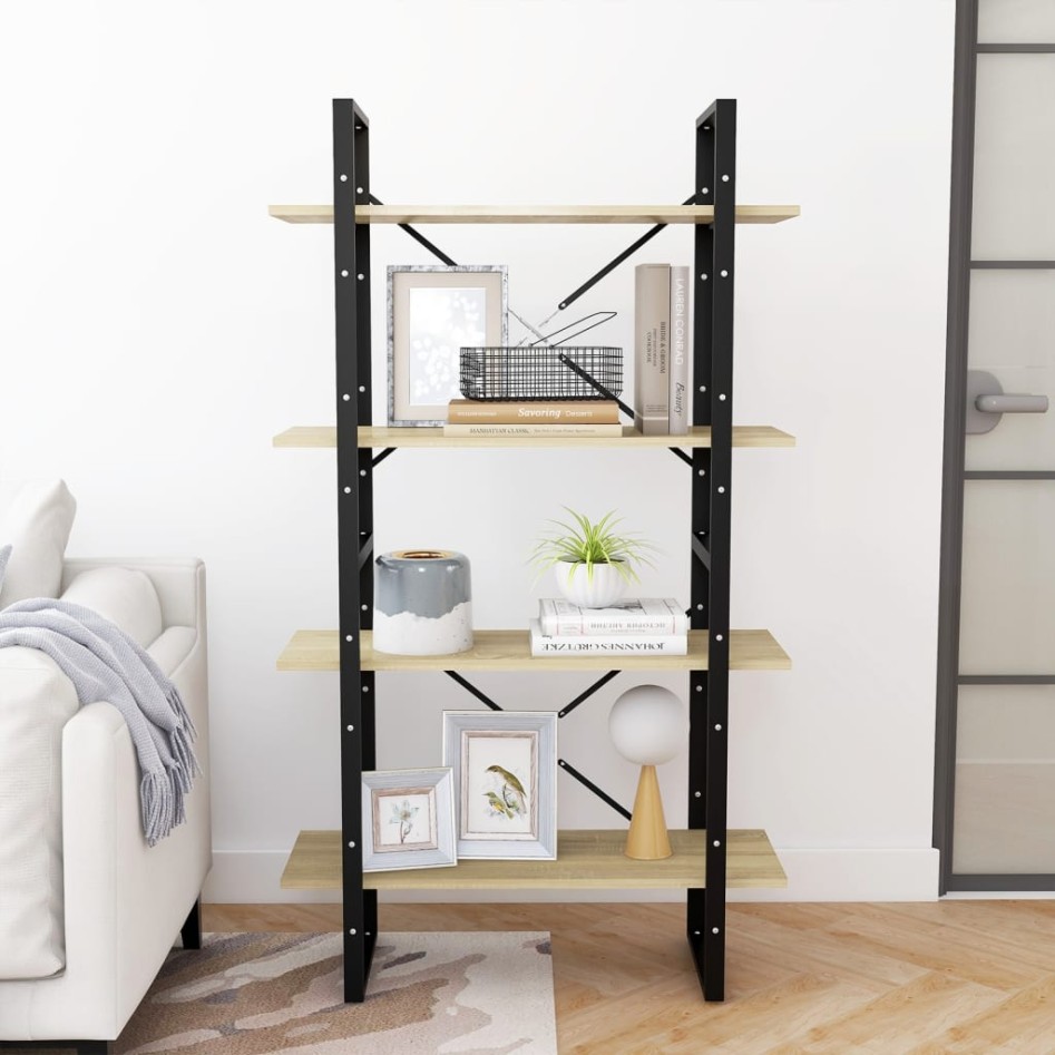 Estantería de 4 niveles contrachapada roble Sonoma 80x30x140