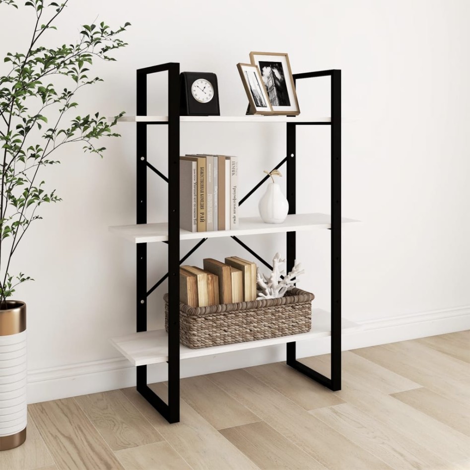 Estantería 3 niveles madera maciza de pino blanco 80x30x105