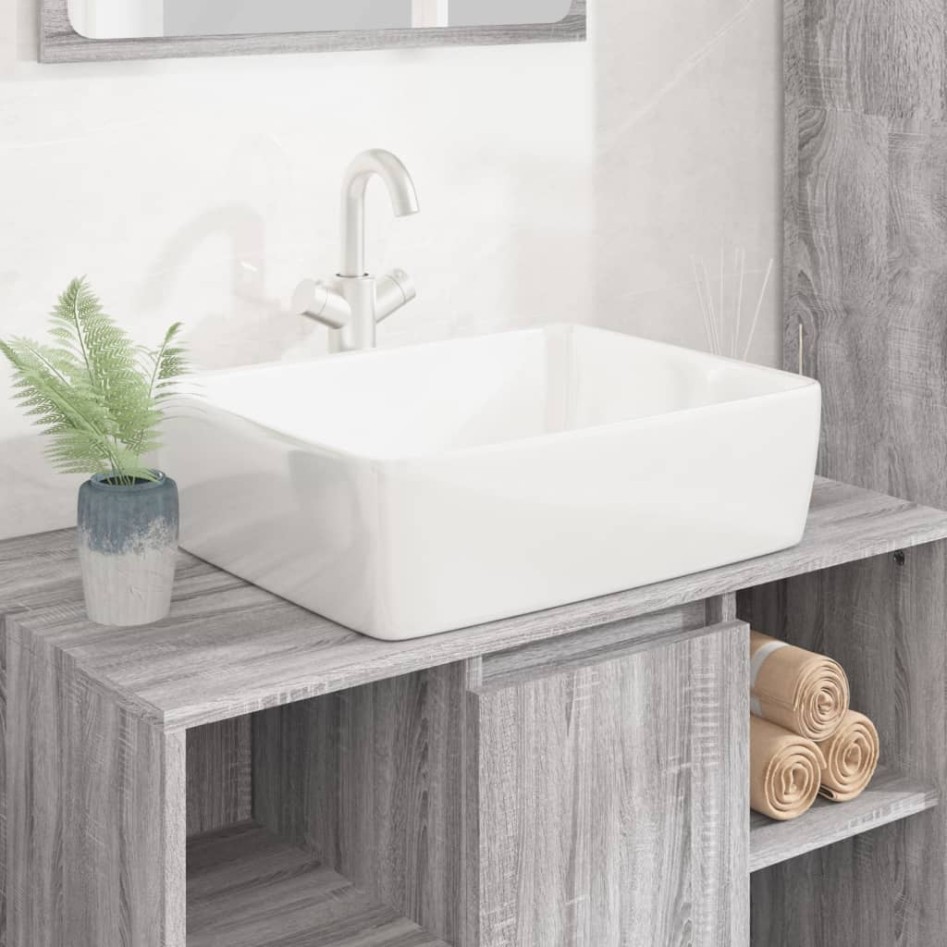 Lavabo rectangular de cerámica blanco 48x37x13
