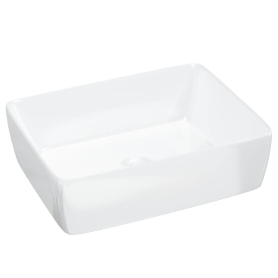 Lavabo rectangular de cerámica blanco 48x37x13