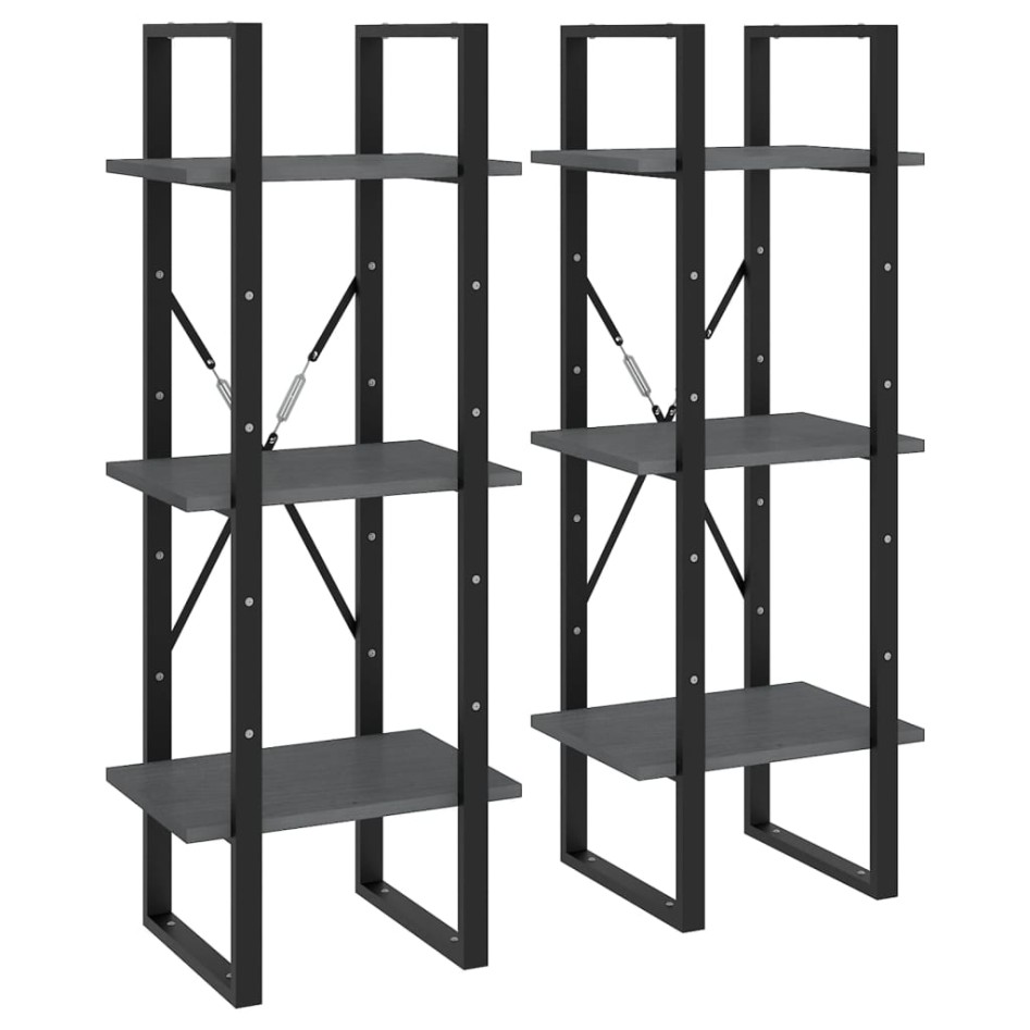 Armario alto madera maciza de pino gris 40x30x210