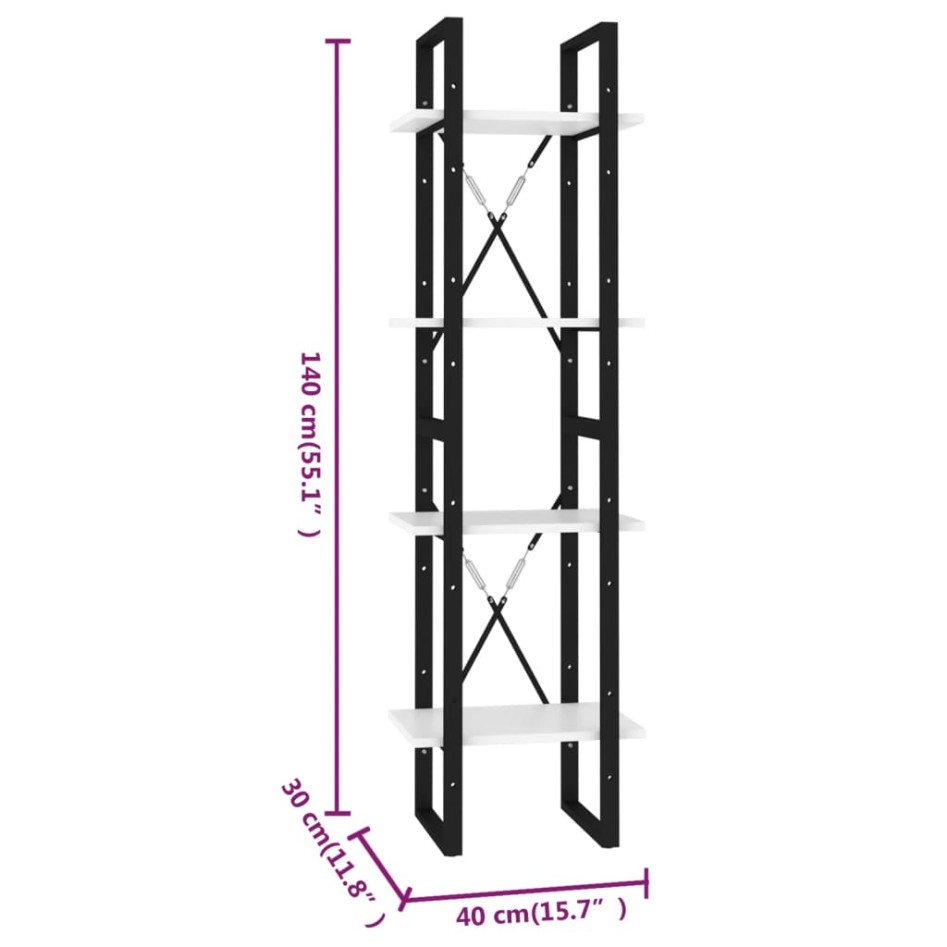 Estantería 4 niveles madera contrachapada blanco 40x30x140