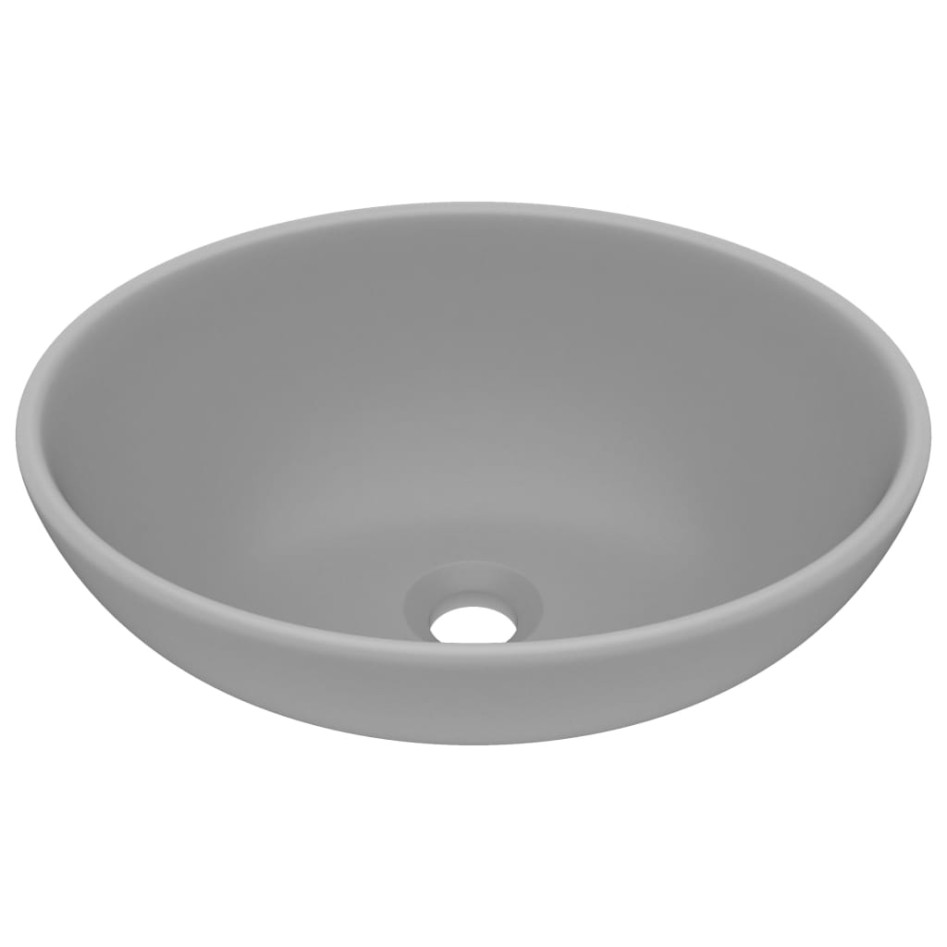 Lavabo de lujo ovalado cerámica gris claro mate 40x33