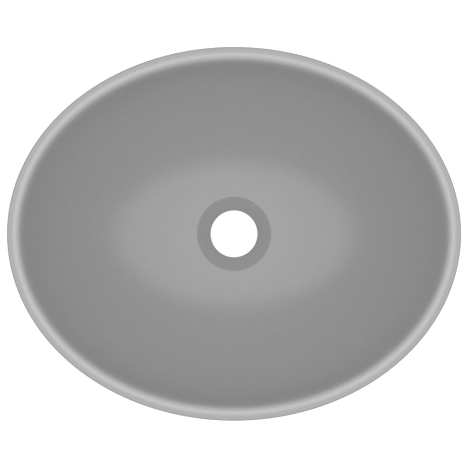 Lavabo de lujo ovalado cerámica gris claro mate 40x33