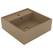 Lavabo lujoso cuadrado rebosadero cerámica crema mate 41x41 cm