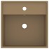 Lavabo lujoso cuadrado rebosadero cerámica crema mate 41x41