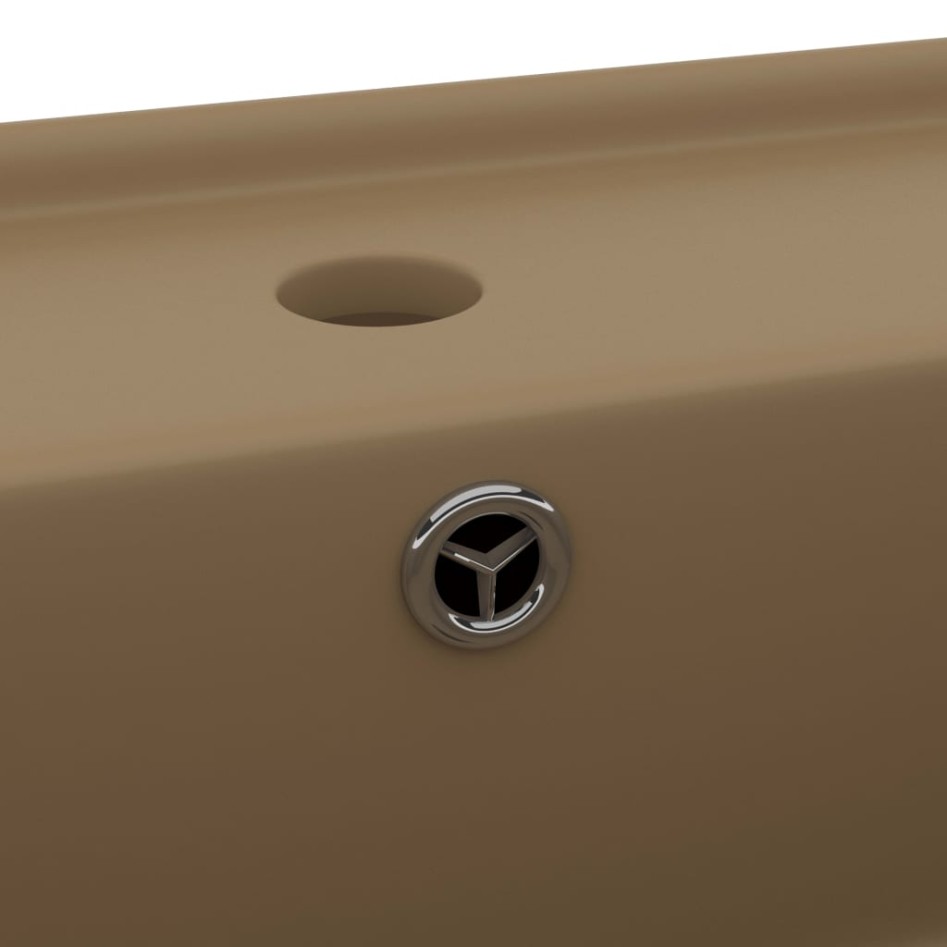 Lavabo lujoso cuadrado rebosadero cerámica crema mate 41x41