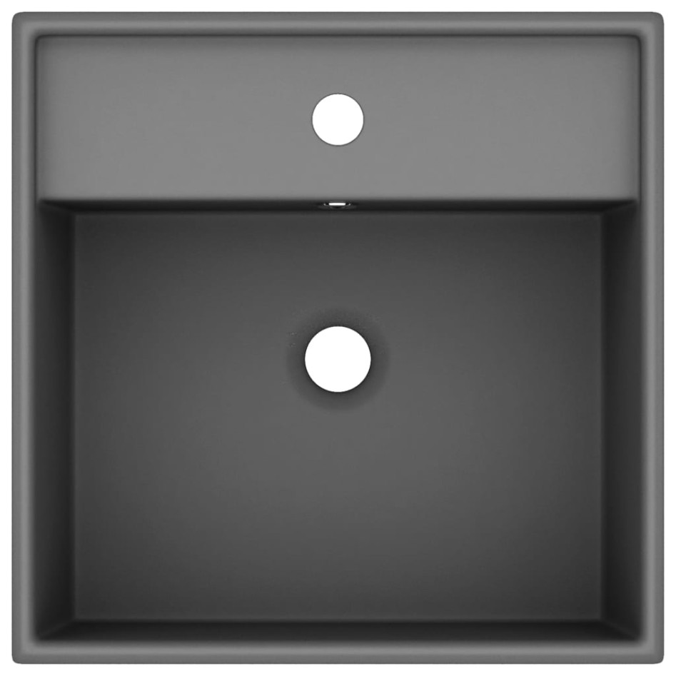 Lavabo lujoso cuadrado rebosadero cerámica gris oscuro 41x41