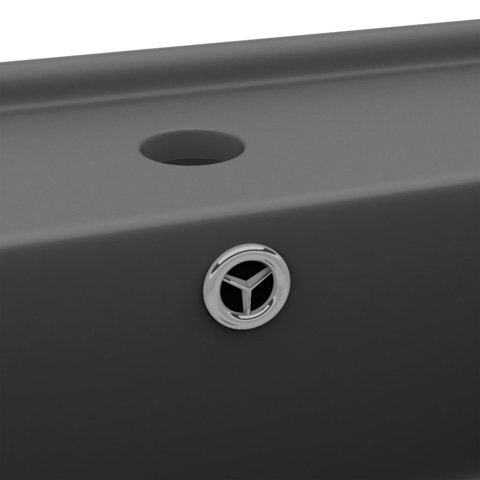 Lavabo lujoso cuadrado rebosadero cerámica gris oscuro 41x41