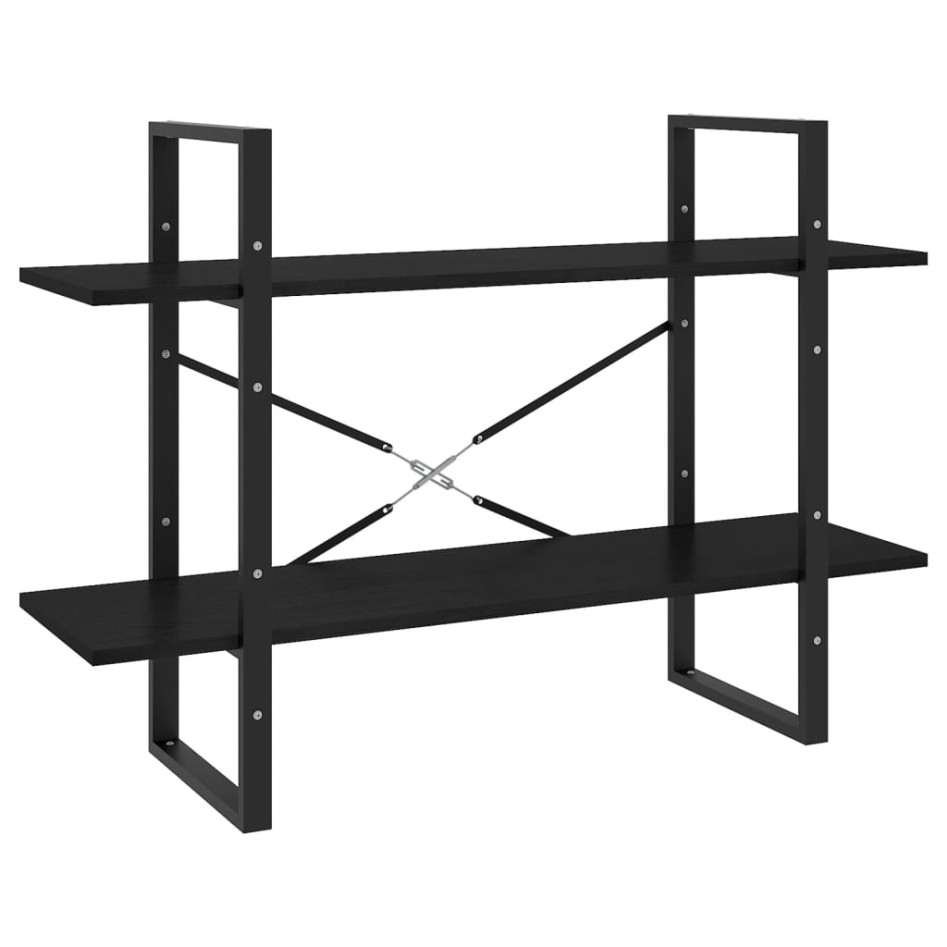 Estantería 2 niveles madera maciza de pino negra 100x30x70