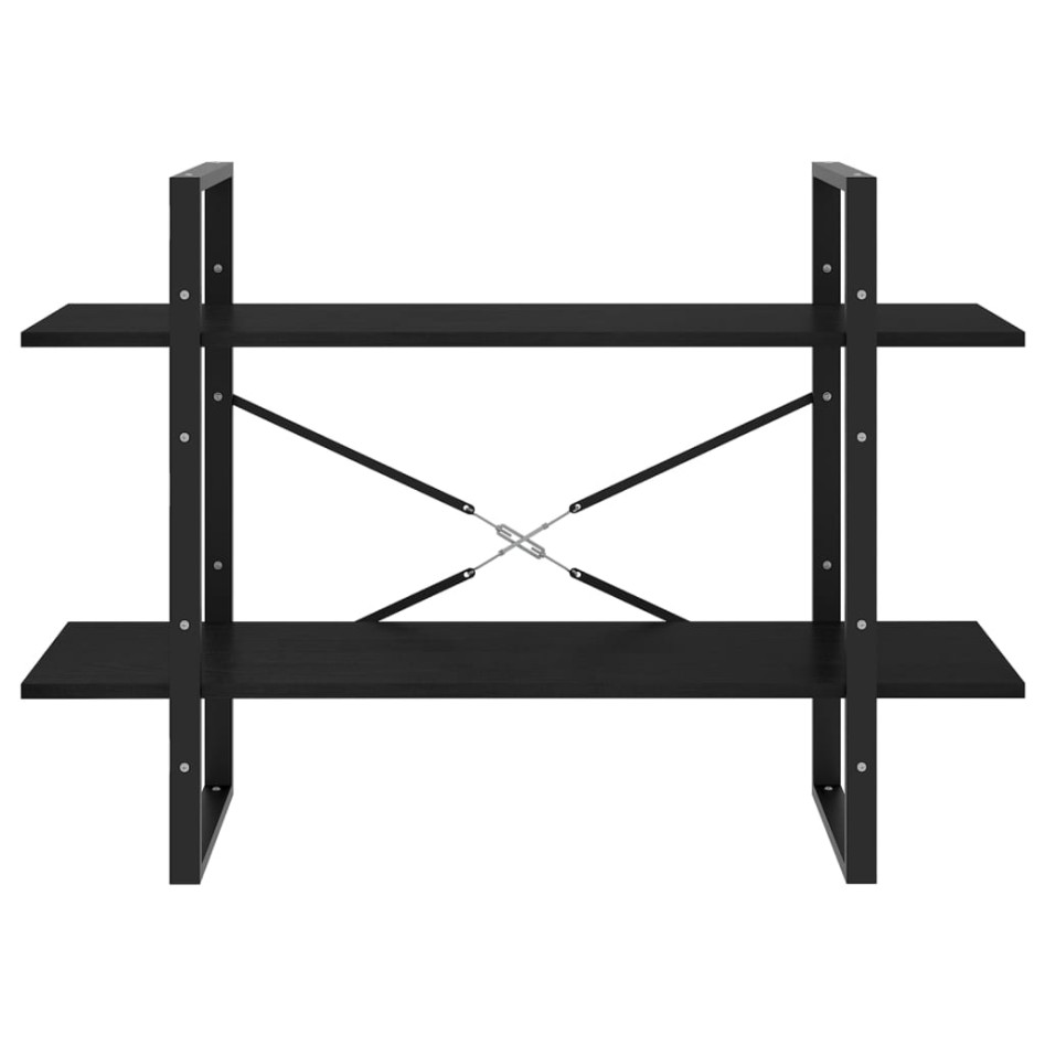 Estantería 2 niveles madera maciza de pino negra 100x30x70