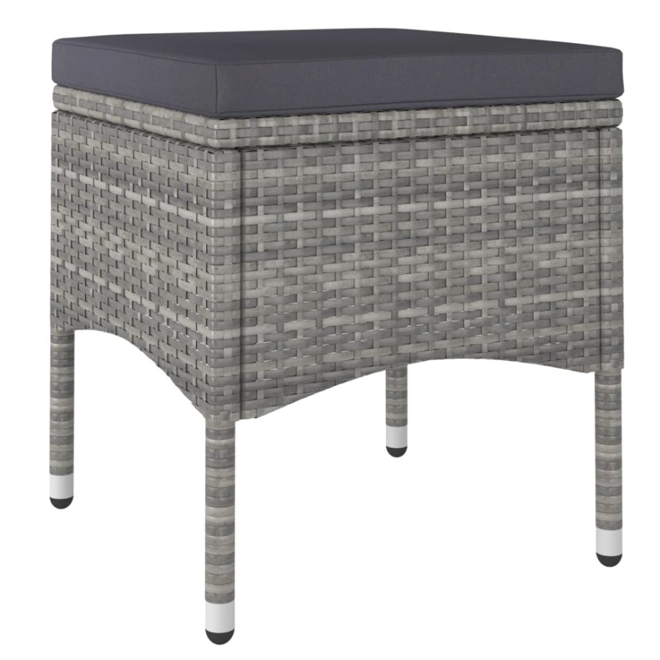 Conjunto de silla de jardín y taburete 4 piezas ratán PE