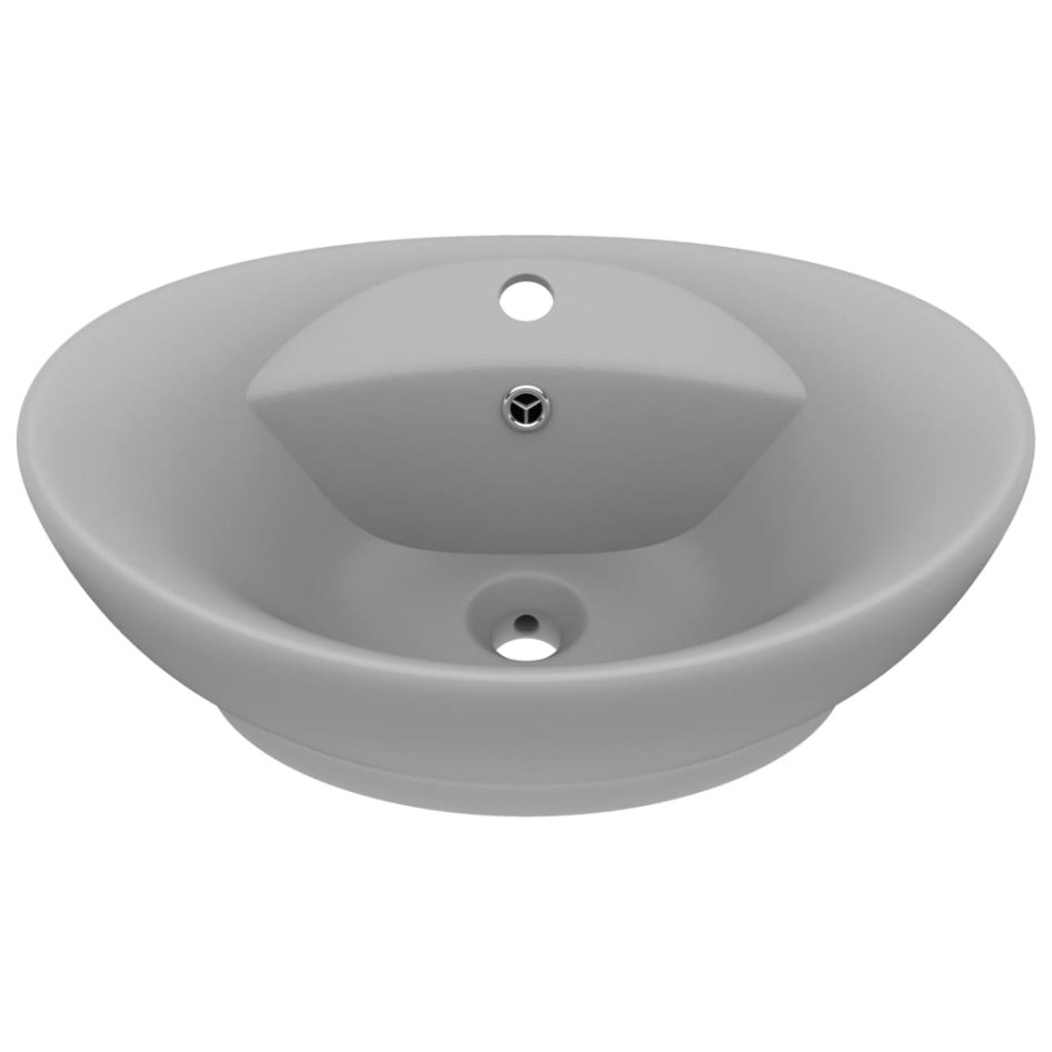 Lavabo lujoso ovalado con rebosadero cerámica gris claro