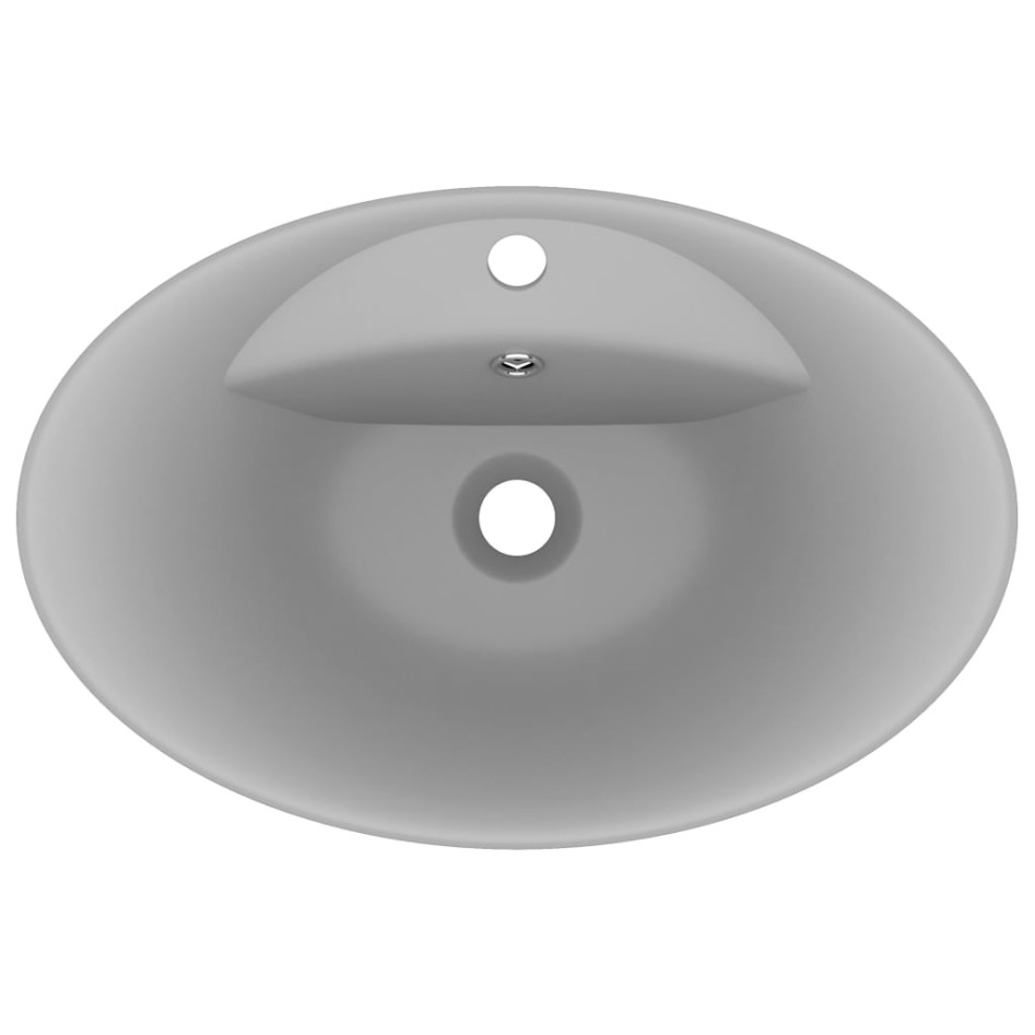 Lavabo lujoso ovalado con rebosadero cerámica gris claro