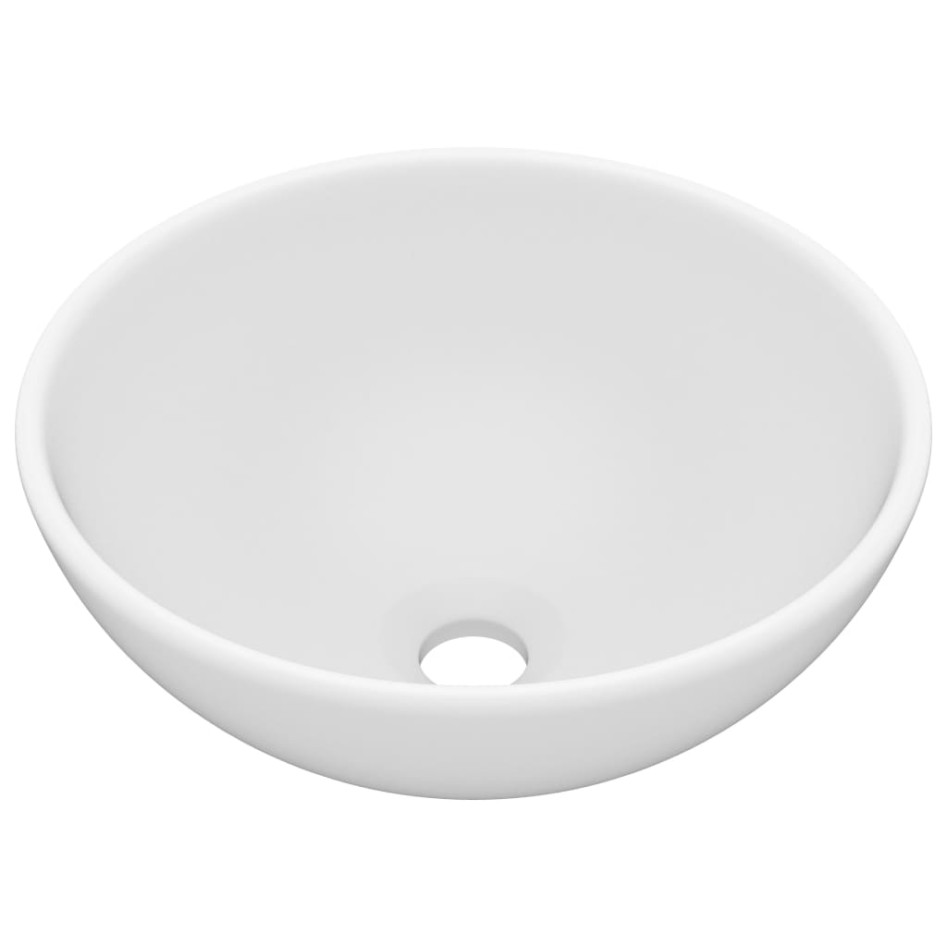 Lavabo de lujo redondo cerámica blanco mate 32,5x14