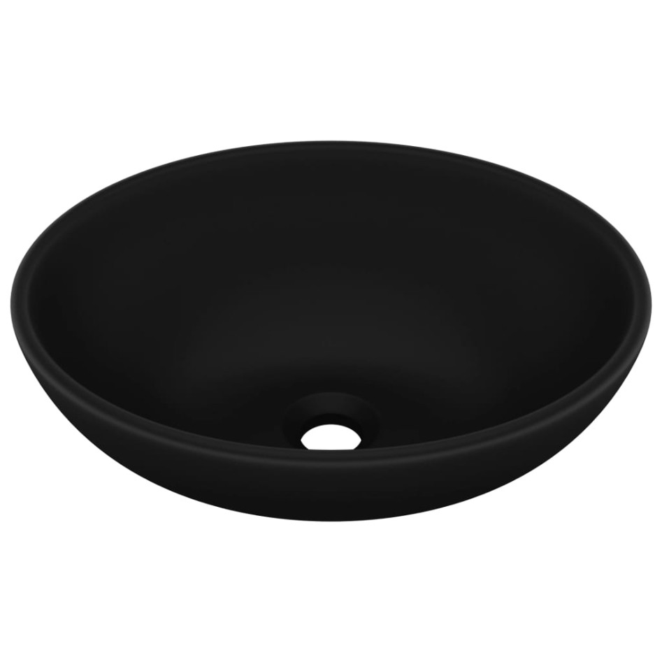 Lavabo de lujo ovalado cerámica negro mate 40x33