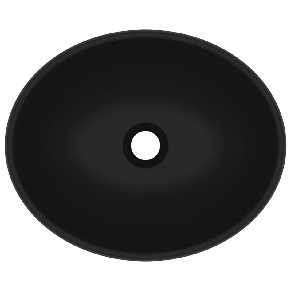 Lavabo de lujo ovalado cerámica negro mate 40x33