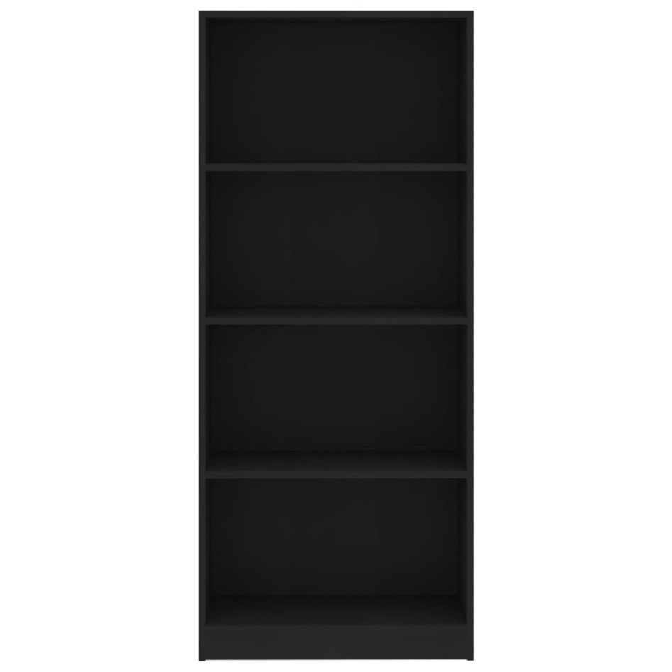 Estantería de 4 niveles madera contrachapada negra 60x24x142