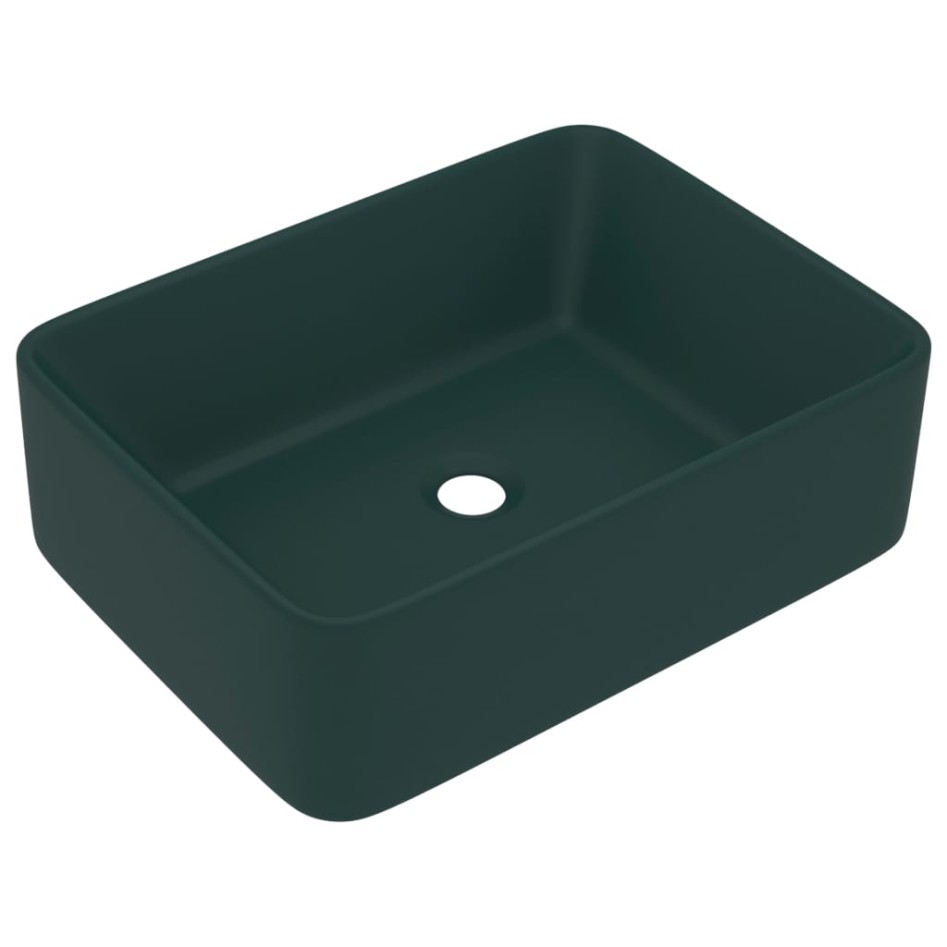 Lavabo de lujo cerámica verde oscuro mate 41x30x12
