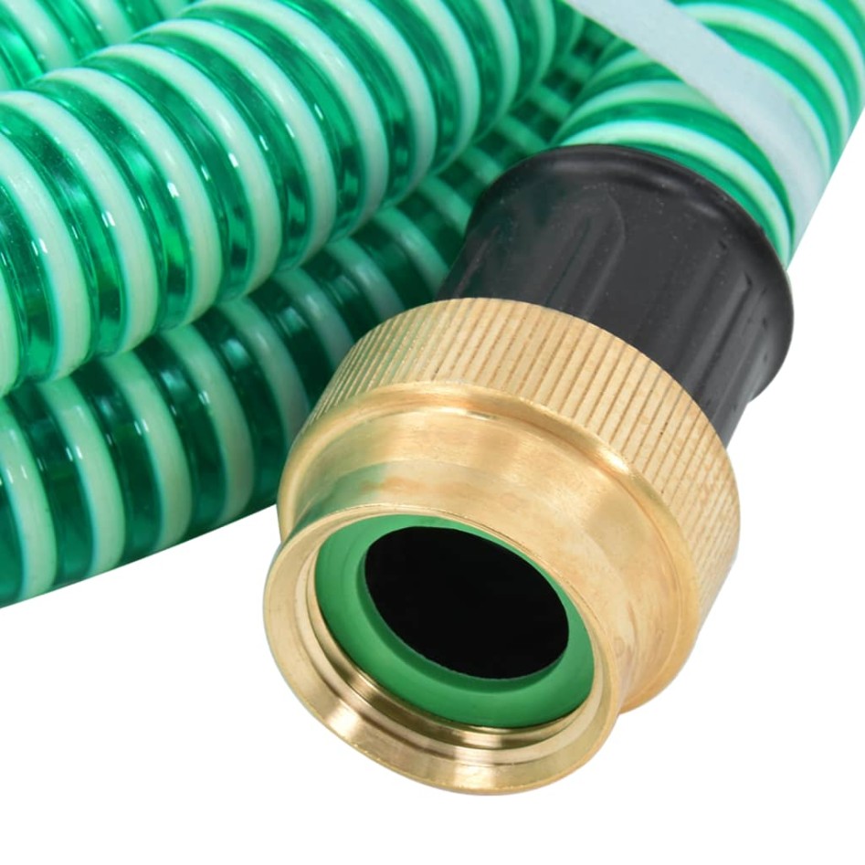 Manguera de succión con conectores de latón PVC verde 29 mm 3