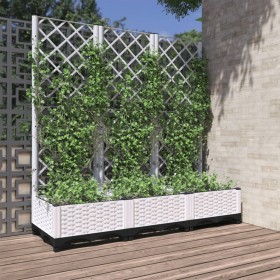 Jardinera con enrejado PP blanco 120x40x121,5