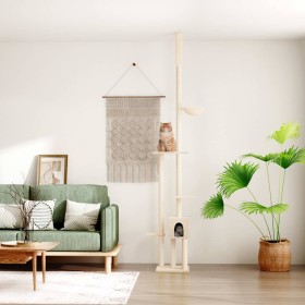Árbol rascador para gatos de suelo a techo crema 258,5-284,5