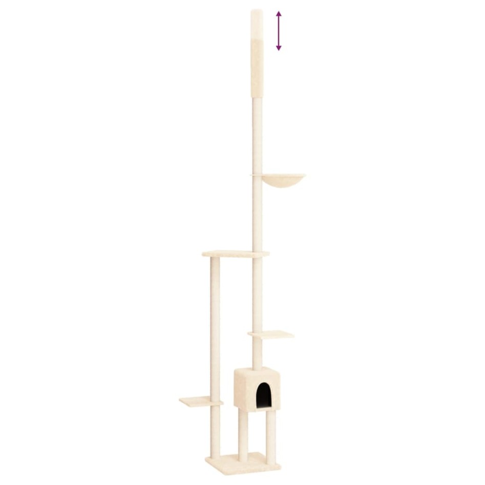 Árbol rascador para gatos de suelo a techo crema 258,5-284,5