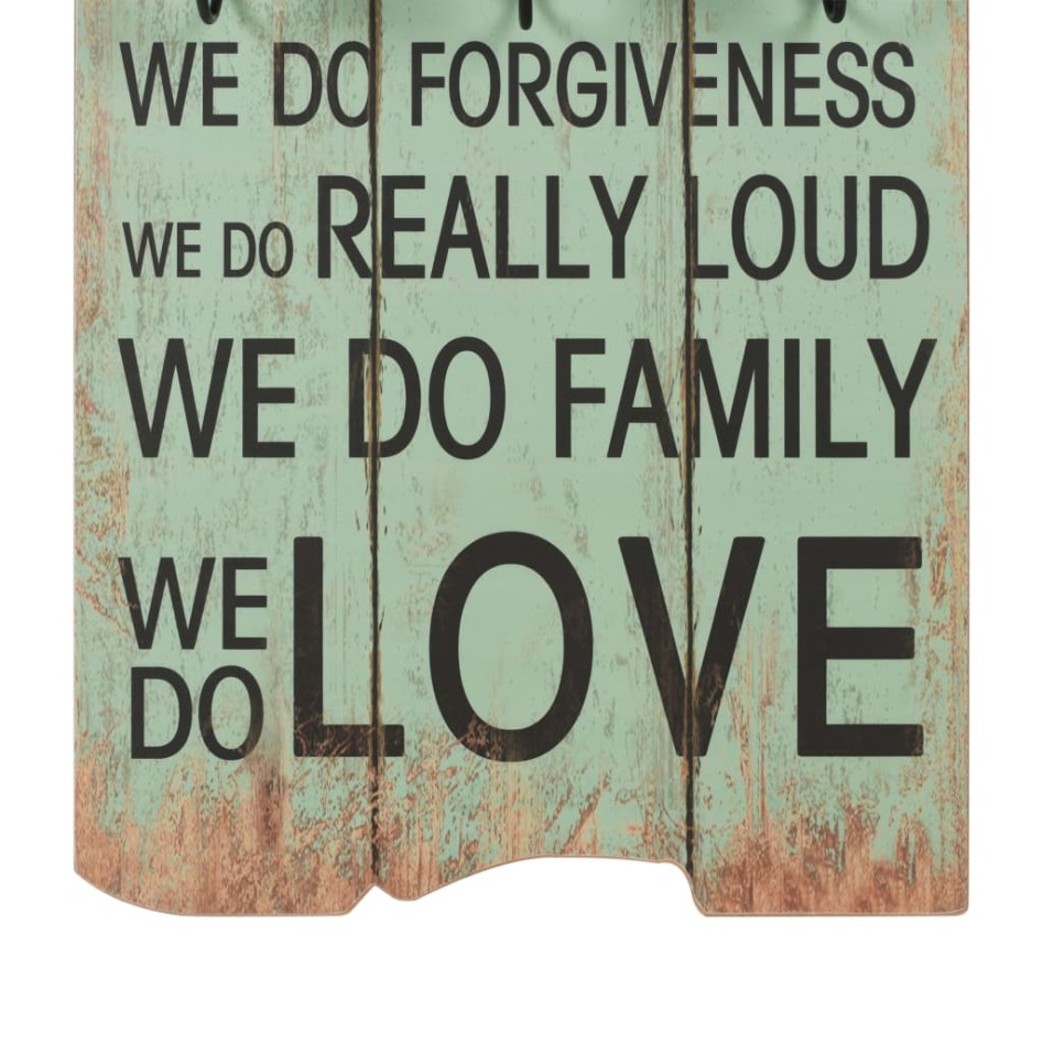 Perchero de pared HAPPY LOVE con 6 ganchos 120x40