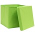 Cajas de almacenaje con tapas 10 uds tela verde 32x32x32