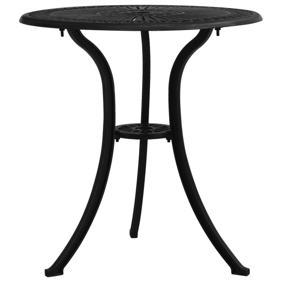 Mesa de jardín aluminio fundido negro 62x62x65