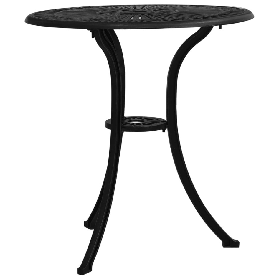 Mesa de jardín aluminio fundido negro 62x62x65