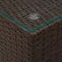 Mesa auxiliar superficie de vidrio ratán PE marrón 35x35x52
