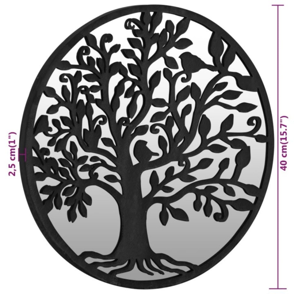 Espejo de jardín redondo hierro negro uso exterior 40x2,5