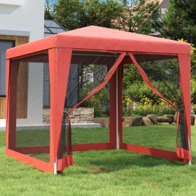 Carpa para fiestas con 4 paredes de malla HDPE rojo 2,5x2,5