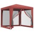 Carpa para fiestas con 4 paredes de malla HDPE rojo 2,5x2,5