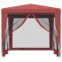 Carpa para fiestas con 4 paredes de malla HDPE rojo 2,5x2,5