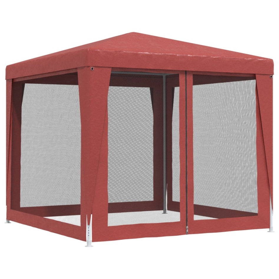 Carpa para fiestas con 4 paredes de malla HDPE rojo 2,5x2,5