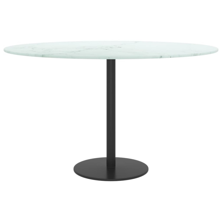 Tablero de mesa diseño mármol vidrio templado blanco Ø70x0,8