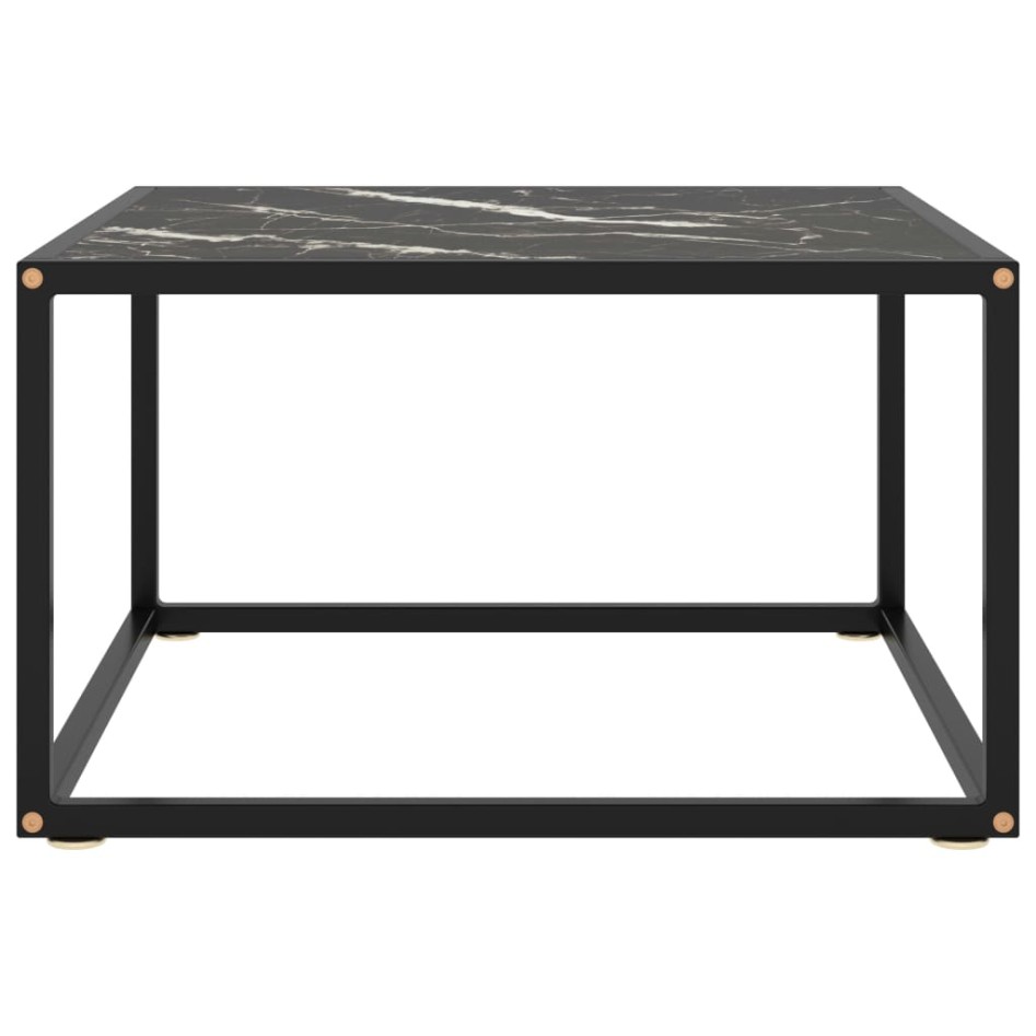 Mesa de centro negra con vidrio de mármol negro 60x60x35