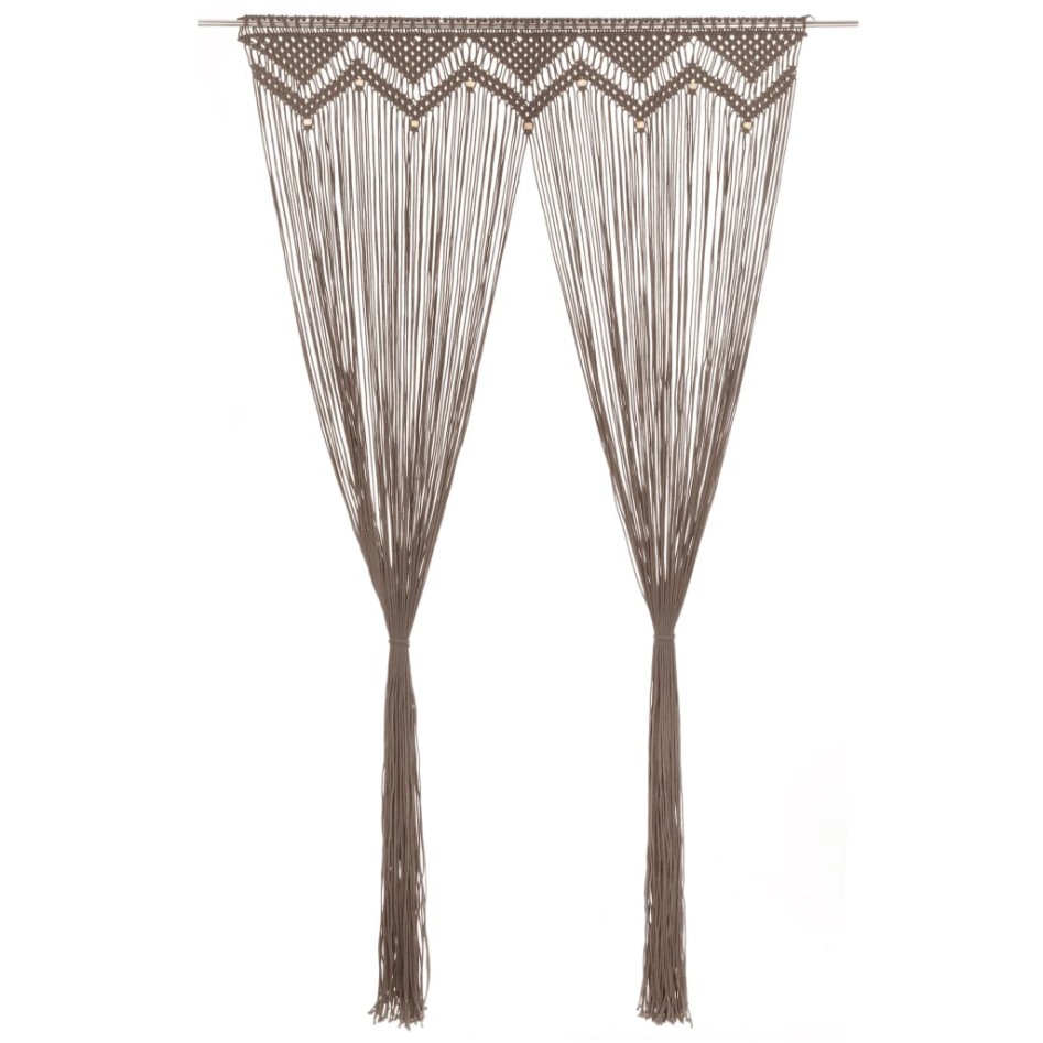 Cortina de macramé algodón gris taupé 140x240