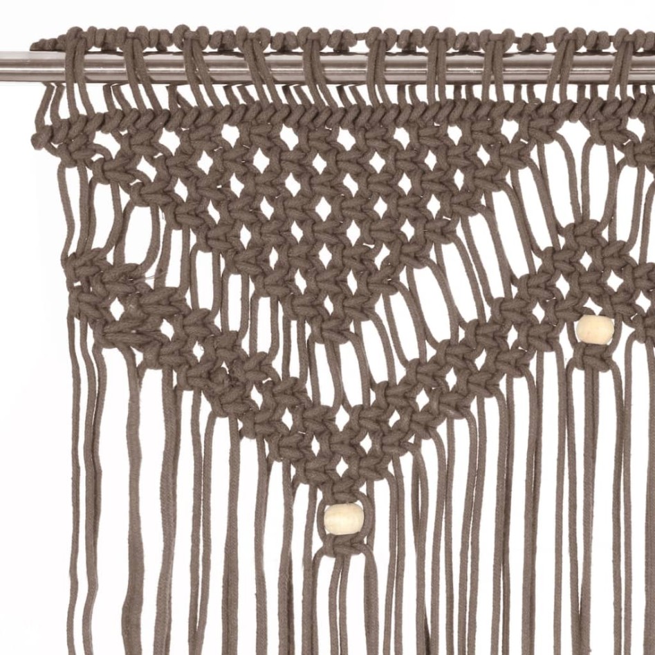 Cortina de macramé algodón gris taupé 140x240