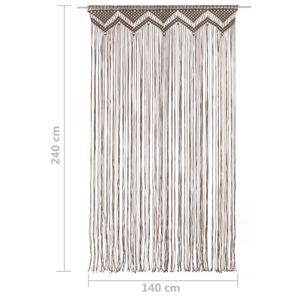 Cortina de macramé algodón gris taupé 140x240