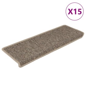 Alfombrilla autoadhesiva escalera sisal 15 uds beige 65x21x4