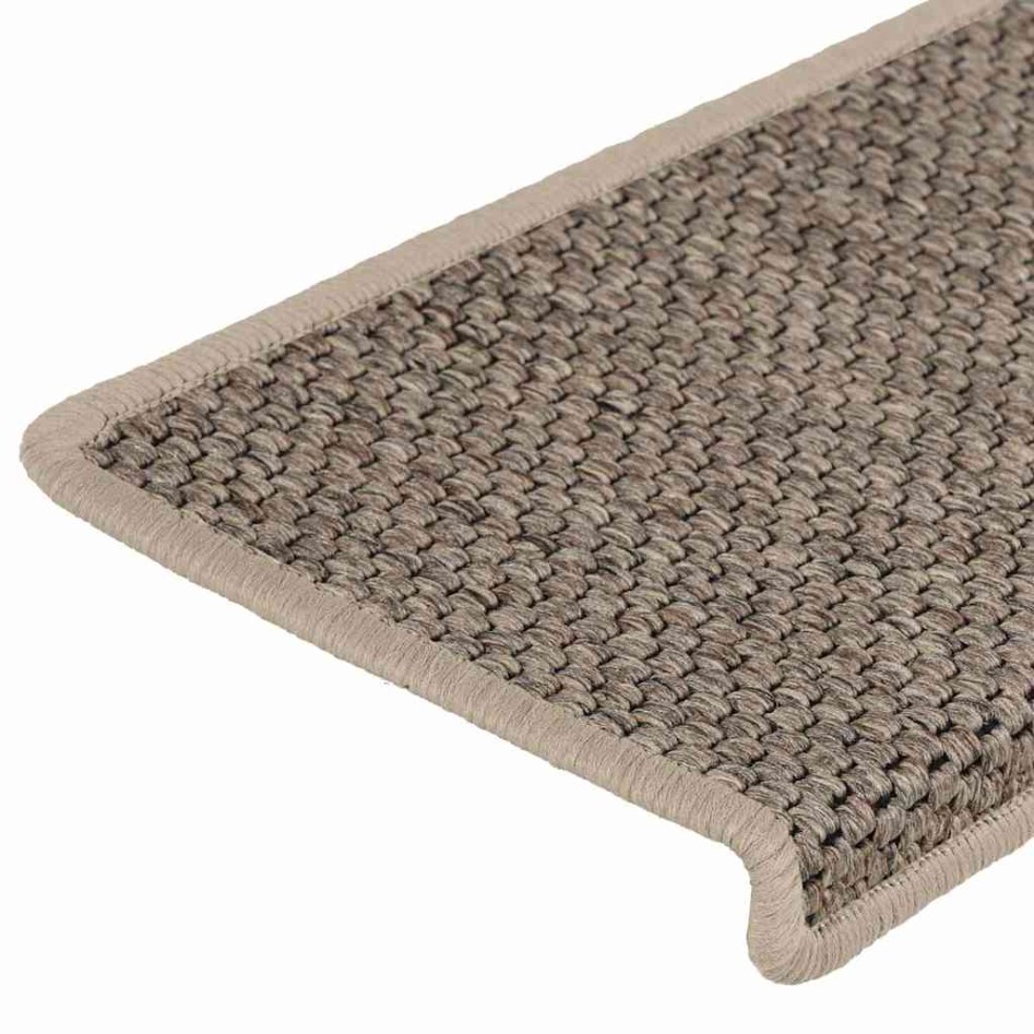 Alfombrilla autoadhesiva escalera sisal 15 uds beige 65x21x4