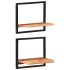 Estantes de pared 2 unidades madera maciza acacia 40x24x35
